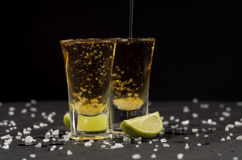 Straight Tequila Shot With Salt & Lime