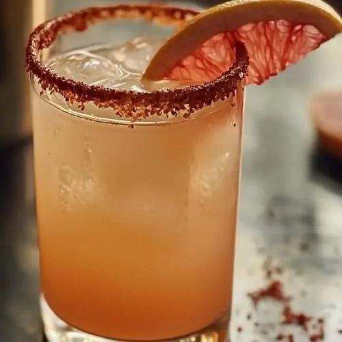 Mezcal Paloma with Fresh Grapefruit and Chili Salt