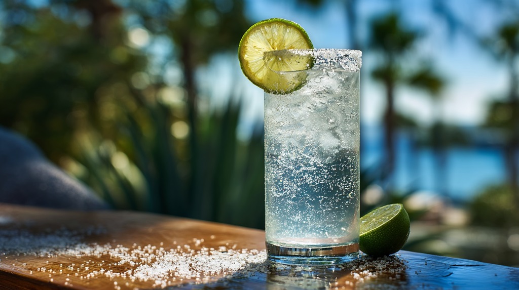 Mezcal highball with coconut water